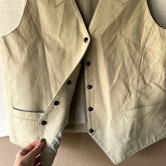 Genuine Leather Western Vest Rach Classic Stone Mens Medium - Picture 4 of 7